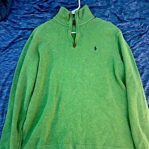 Medium Green Polo 1/4 zip pullover